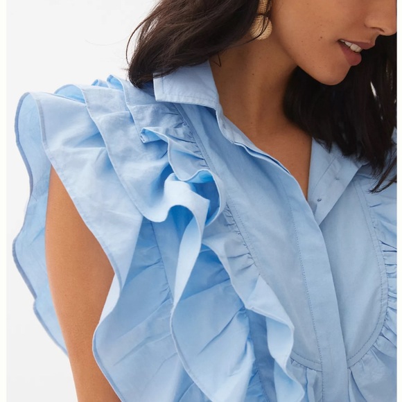 Maeve Ruffled Button-Front Mini Dress Petite - Picture 3 of 7